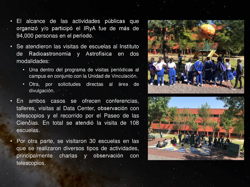 El alcance de las actividades públicas que organizó y/o participó el IRyA fue de más de 94,000 personas en el período.