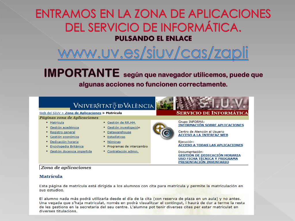 ENTRAMOS EN LA ZONA DE APLICACIONES DEL SERVICIO DE INFORMÁTICA