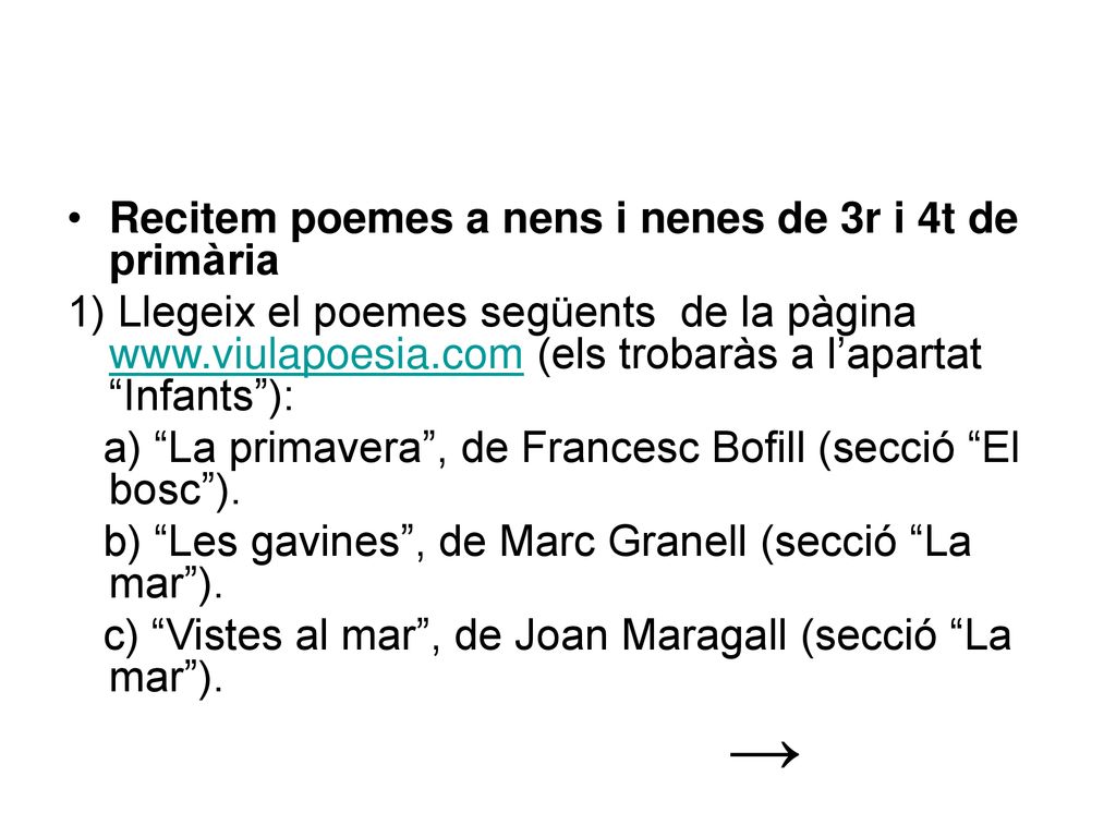 Recitem poemes a nens i nenes de 3r i 4t de primària