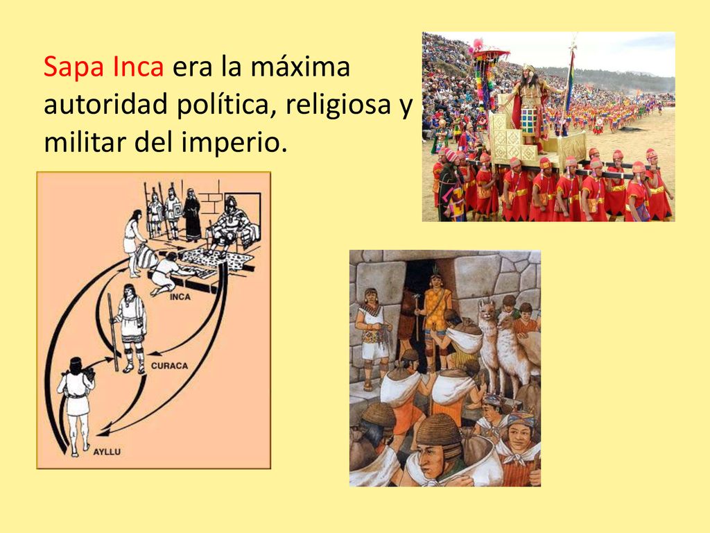 Sapa Inca era la máxima autoridad política, religiosa y militar del imperio.