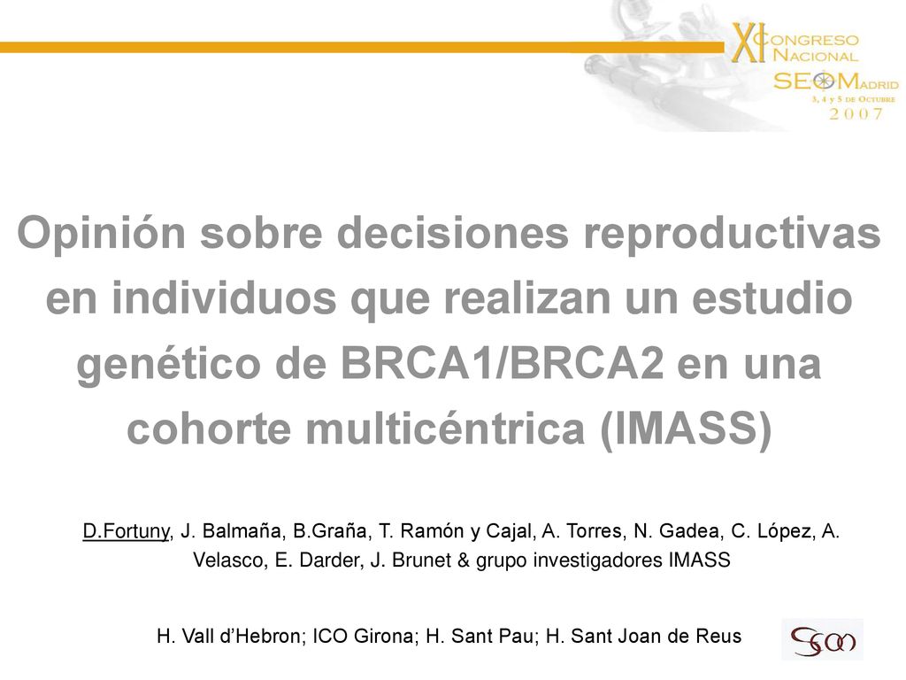 H. Vall d’Hebron; ICO Girona; H. Sant Pau; H. Sant Joan de Reus