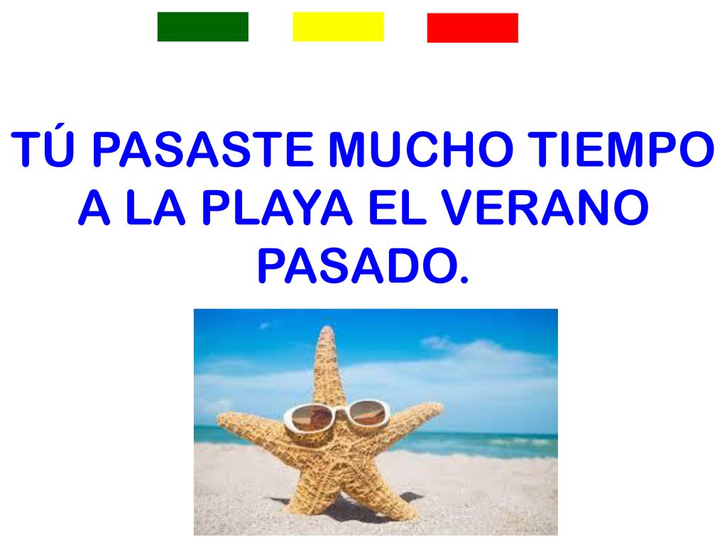 TÚ PASASTE MUCHO TIEMPO A LA PLAYA EL VERANO PASADO.