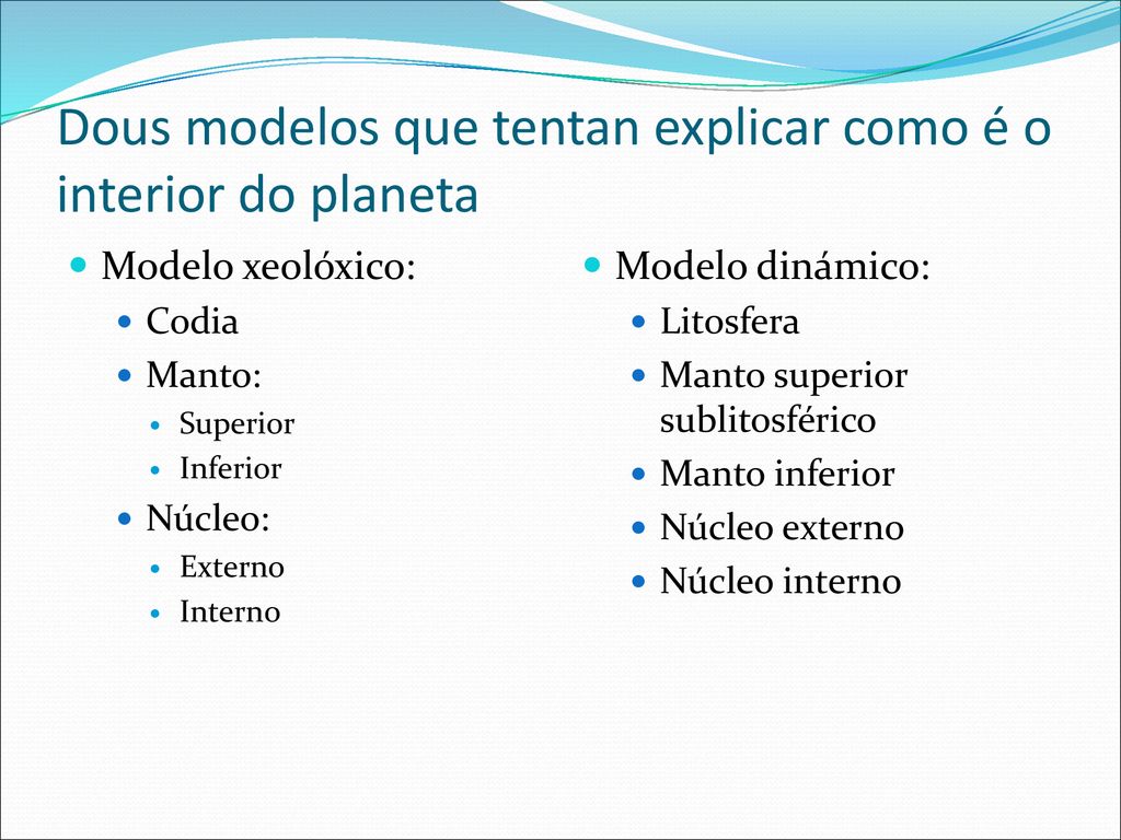 Dous modelos que tentan explicar como é o interior do planeta