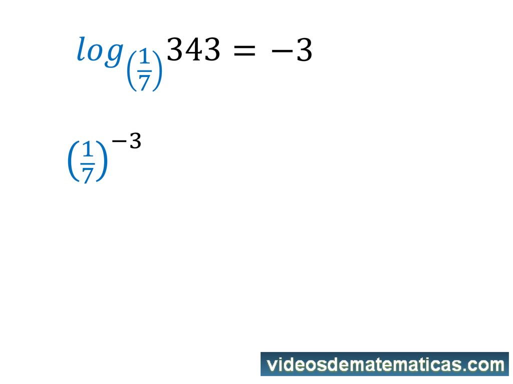 𝑙𝑜𝑔 = −3 1 7 −3 = 1 7 −3 = 7 3 =343
