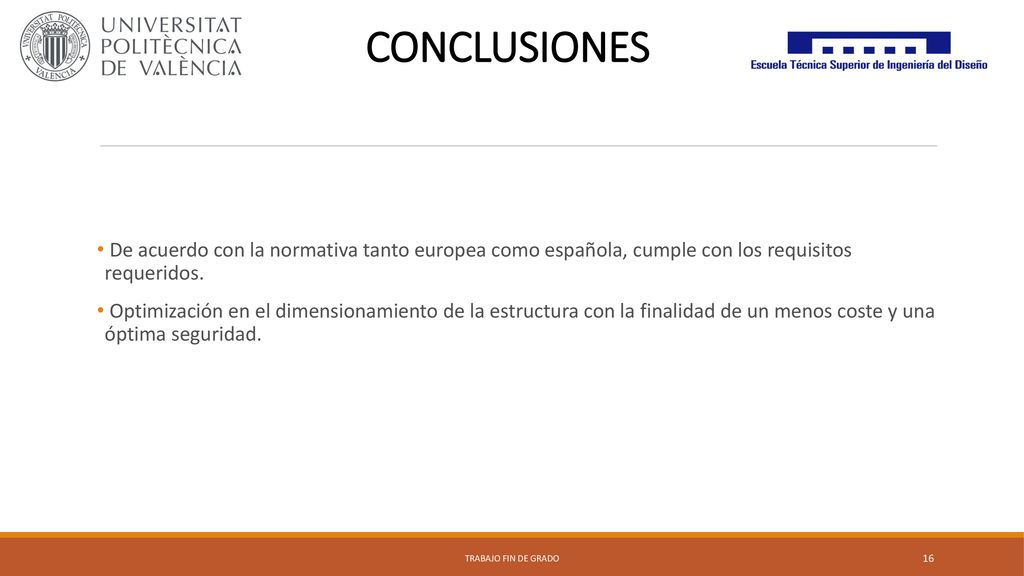 CONCLUSIONES De acuerdo con la normativa tanto europea como española, cumple con los requisitos requeridos.