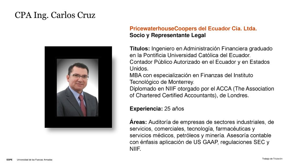 CPA Ing. Carlos Cruz PricewaterhouseCoopers del Ecuador Cía. Ltda.