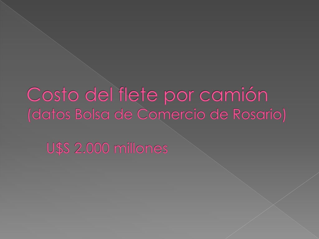Costo del flete por camión (datos Bolsa de Comercio de Rosario) U$S 2