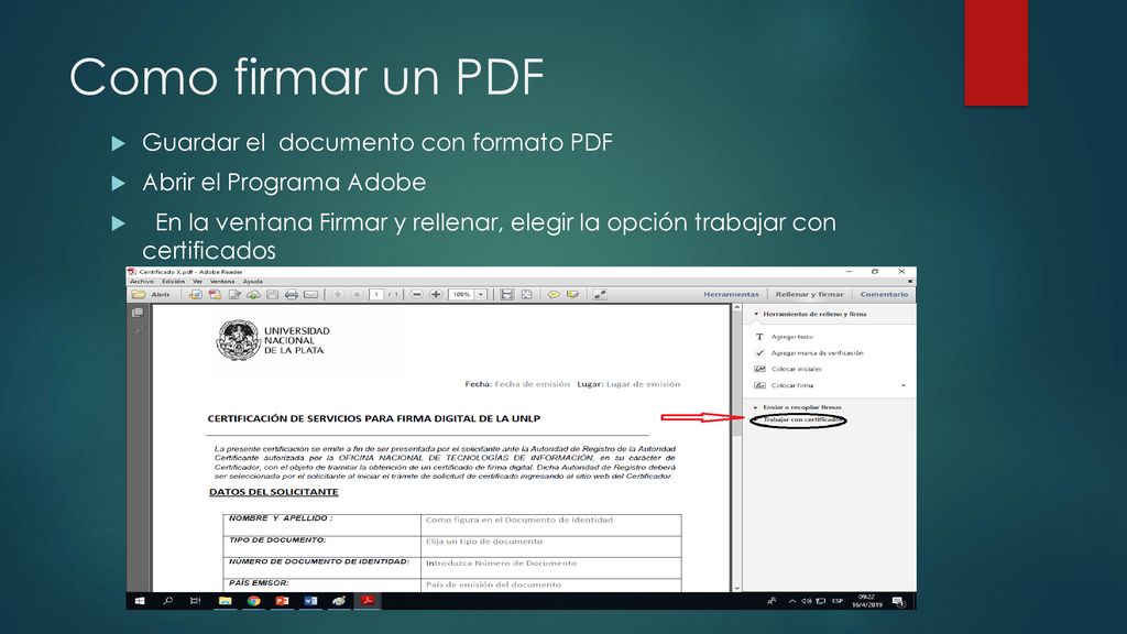 Como firmar un PDF Guardar el documento con formato PDF