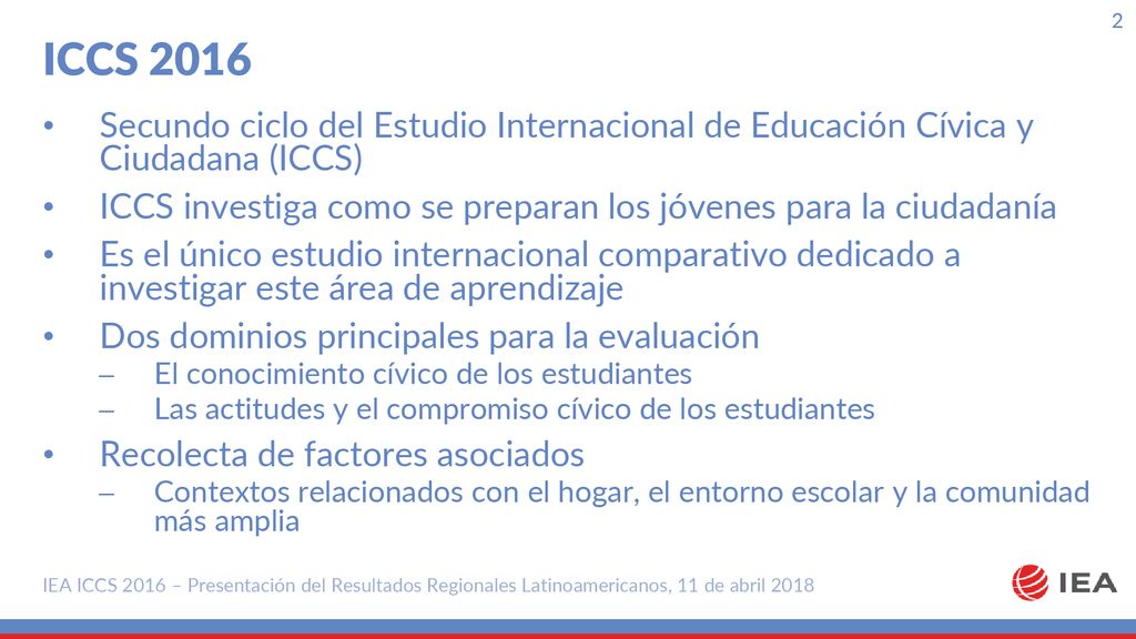 ICCS 2016 Secundo ciclo del Estudio Internacional de Educación Cívica y Ciudadana (ICCS)