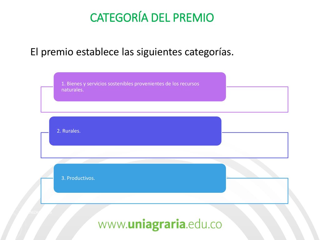 CATEGORÍA DEL PREMIO El premio establece las siguientes categorías.
