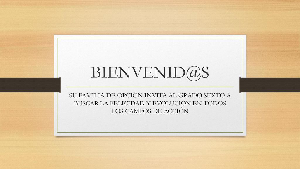 SU FAMILIA DE OPCIÓN INVITA AL GRADO SEXTO A BUSCAR LA FELICIDAD Y EVOLUCIÓN EN TODOS LOS CAMPOS DE ACCIÓN.