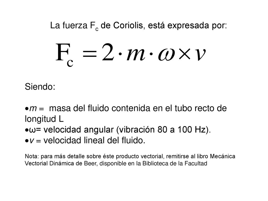 La fuerza Fc de Coriolis, está expresada por: