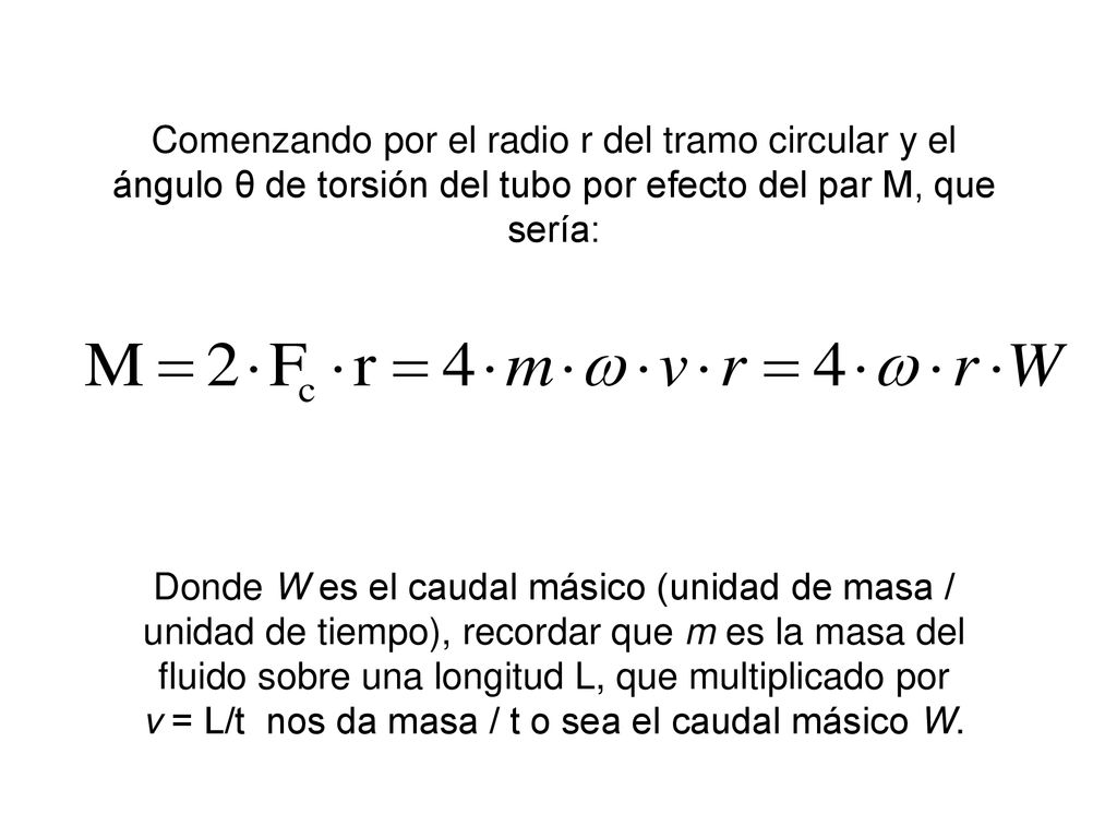 v = L/t nos da masa / t o sea el caudal másico W.