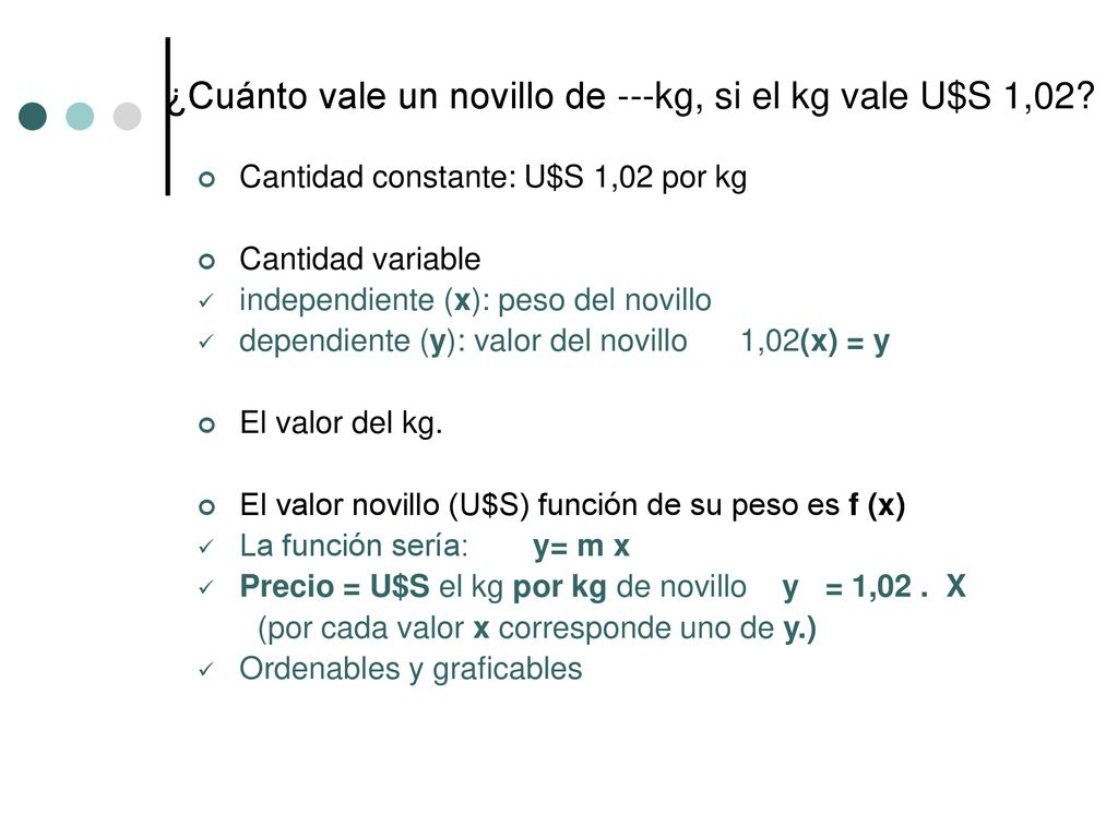 ¿Cuánto vale un novillo de ---kg, si el kg vale U$S 1,02