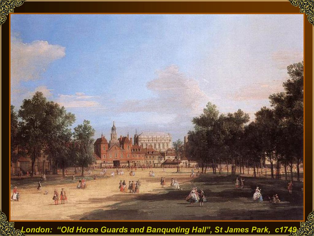 London: Old Horse Guards and Banqueting Hall , St James Park, c1749
