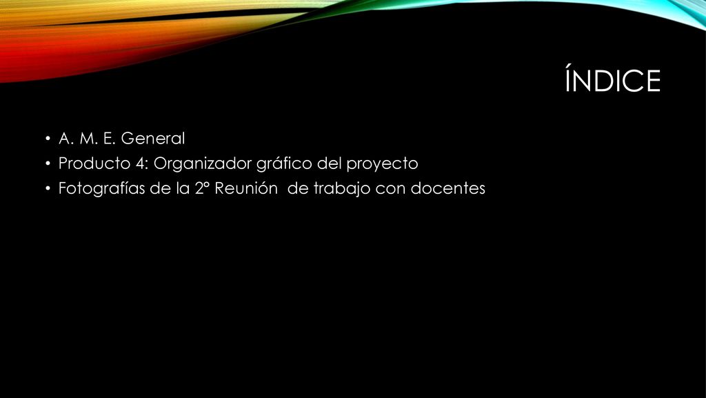 índice A. M. E. General Producto 4: Organizador gráfico del proyecto