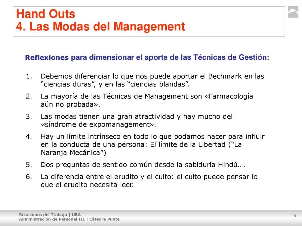 Reflexiones para dimensionar el aporte de las Técnicas de Gestión: