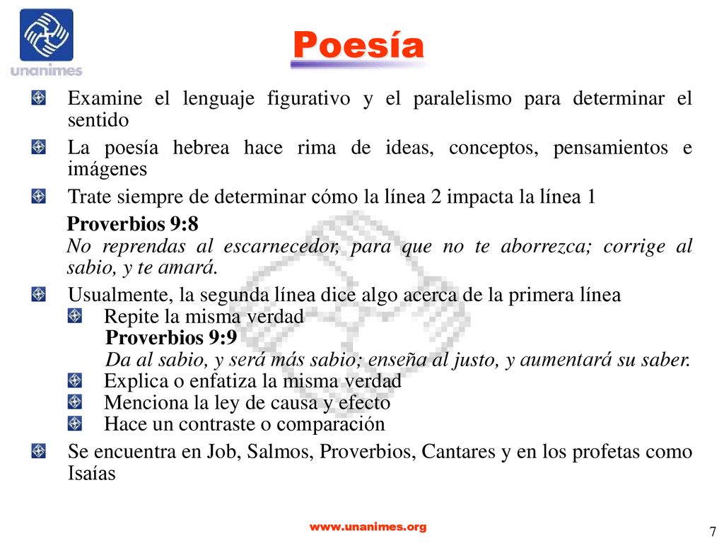 Poesía Examine el lenguaje figurativo y el paralelismo para determinar el sentido.