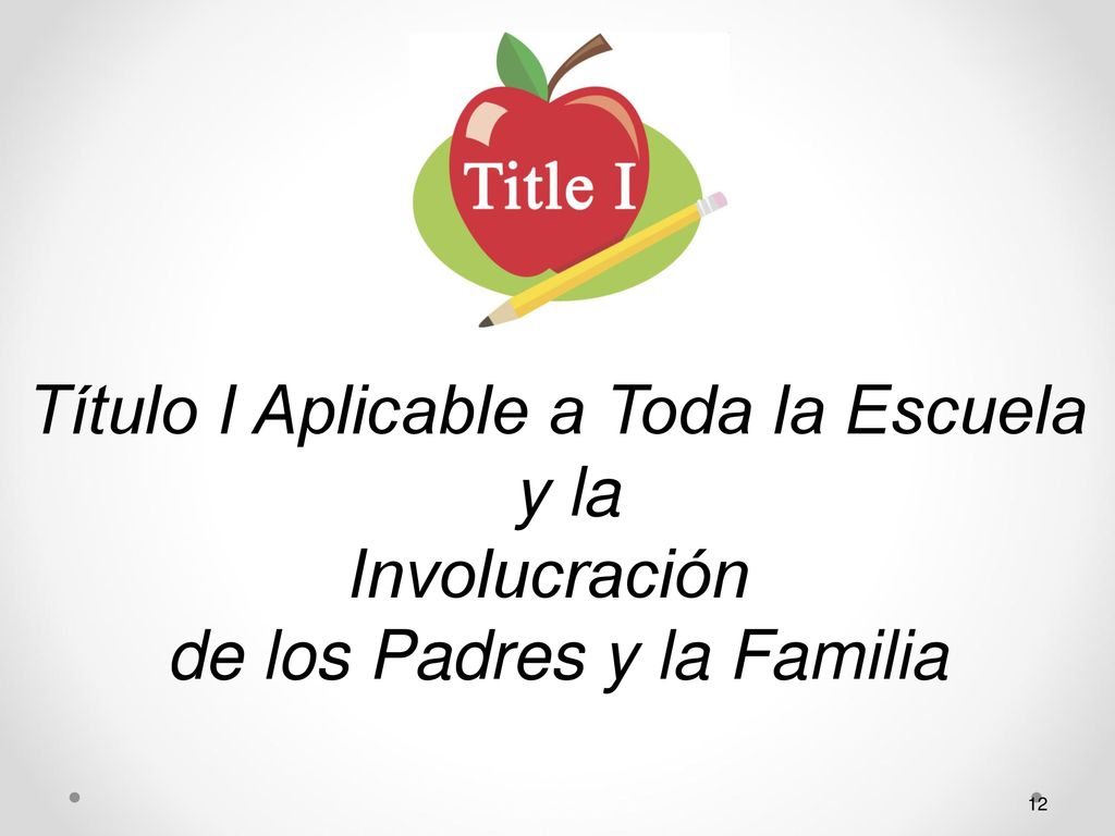 Título I Aplicable a Toda la Escuela y la Involucración