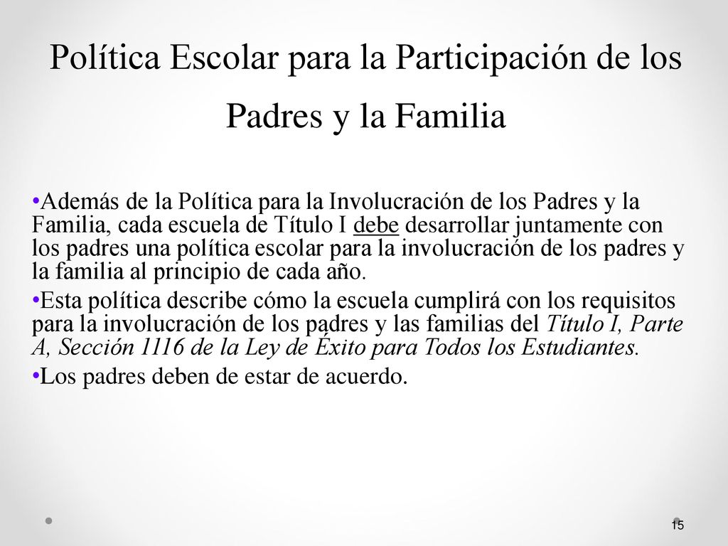 Política Escolar para la Participación de los Padres y la Familia