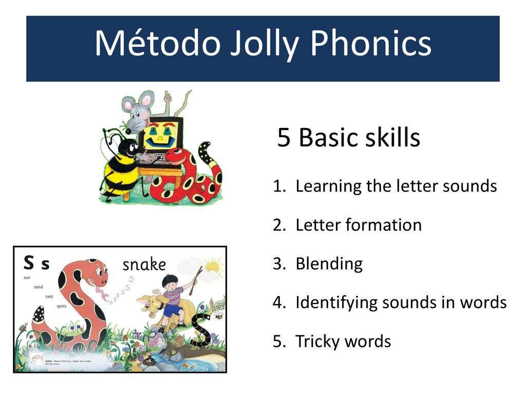 Método Jolly Phonics 5 Basic skills 1. Learning the letter sounds