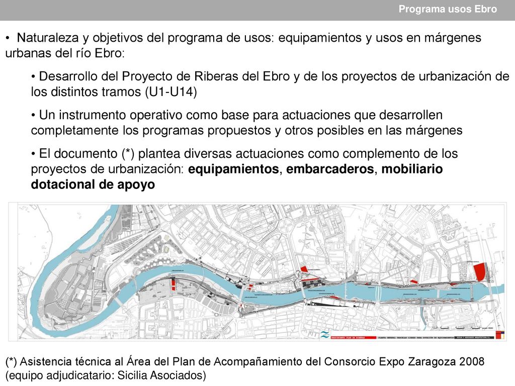 Programa usos Ebro Naturaleza y objetivos del programa de usos: equipamientos y usos en márgenes urbanas del río Ebro: