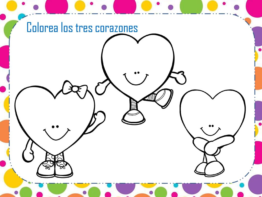 Colorea los tres corazones