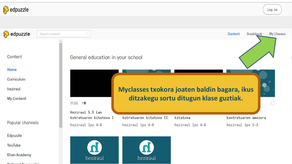 Myclasses txokora joaten baldin bagara, ikus ditzakegu sortu ditugun klase guztiak.