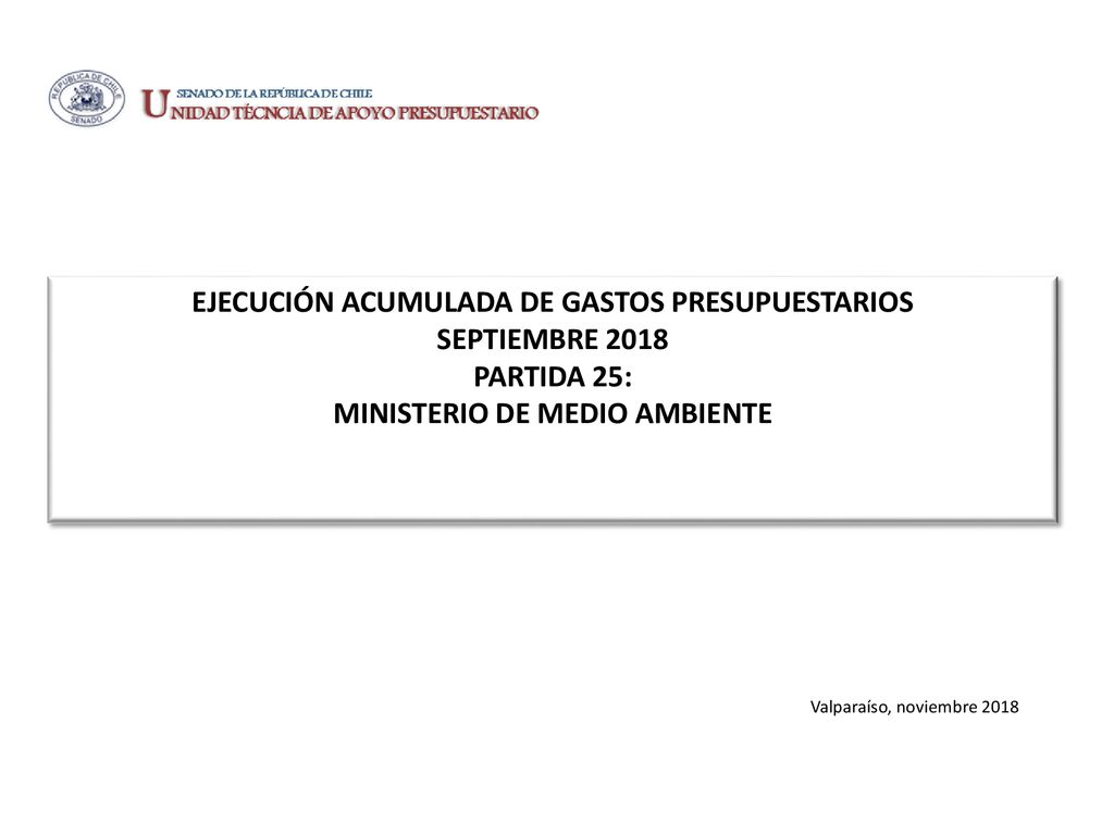 EJECUCIÓN ACUMULADA DE GASTOS PRESUPUESTARIOS SEPTIEMBRE 2018 PARTIDA 25: MINISTERIO DE MEDIO AMBIENTE
