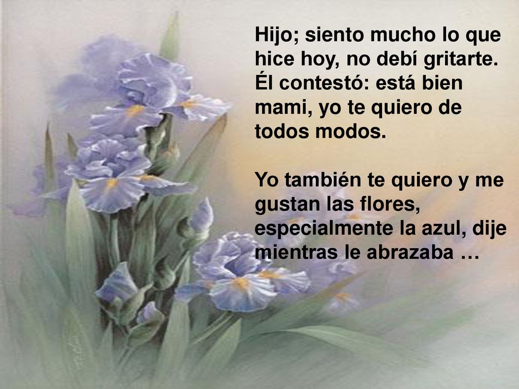 Hijo; siento mucho lo que hice hoy, no debí gritarte