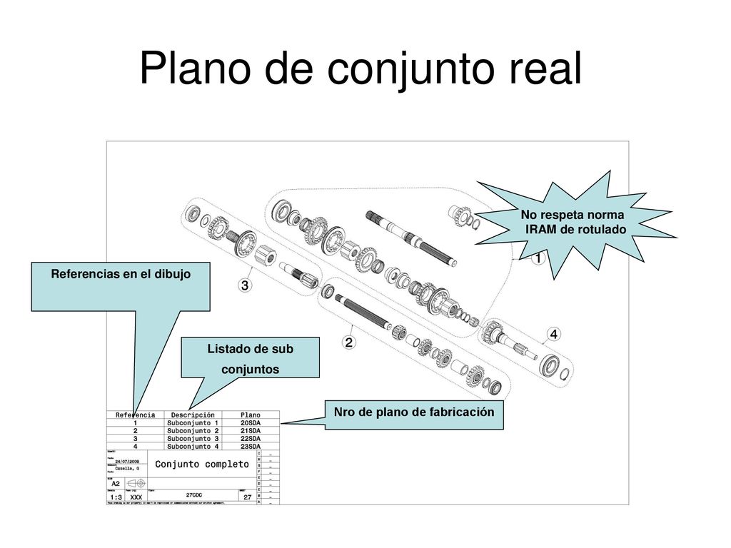 Plano de conjunto real No respeta norma IRAM de rotulado