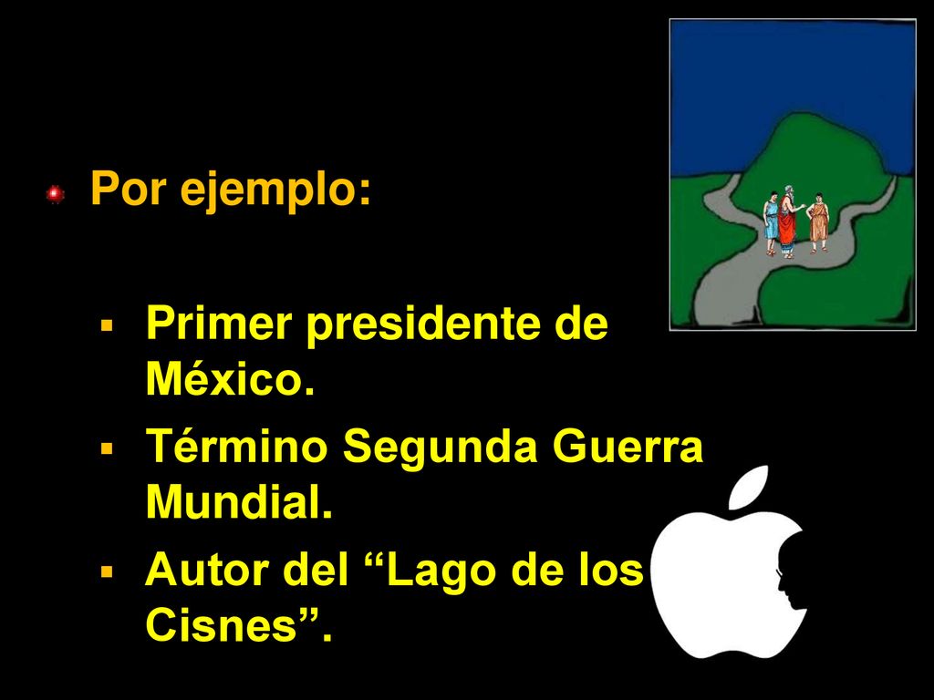 Por ejemplo: Primer presidente de México. Término Segunda Guerra Mundial.
