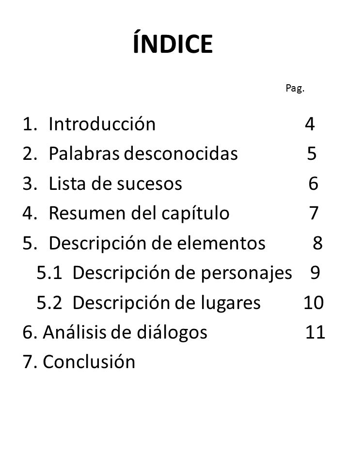 ÍNDICE Introducción 4 Palabras desconocidas 5 Lista de sucesos 6