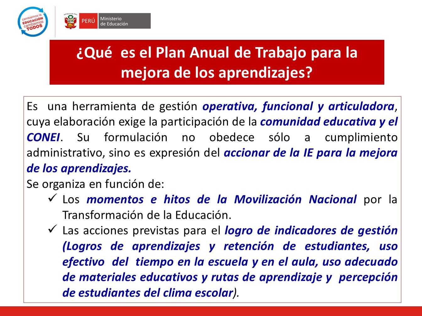 ¿Qué es el Plan Anual de Trabajo para la mejora de los aprendizajes