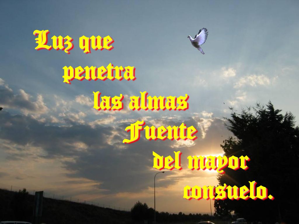 Luz que penetra las almas Fuente del mayor consuelo.