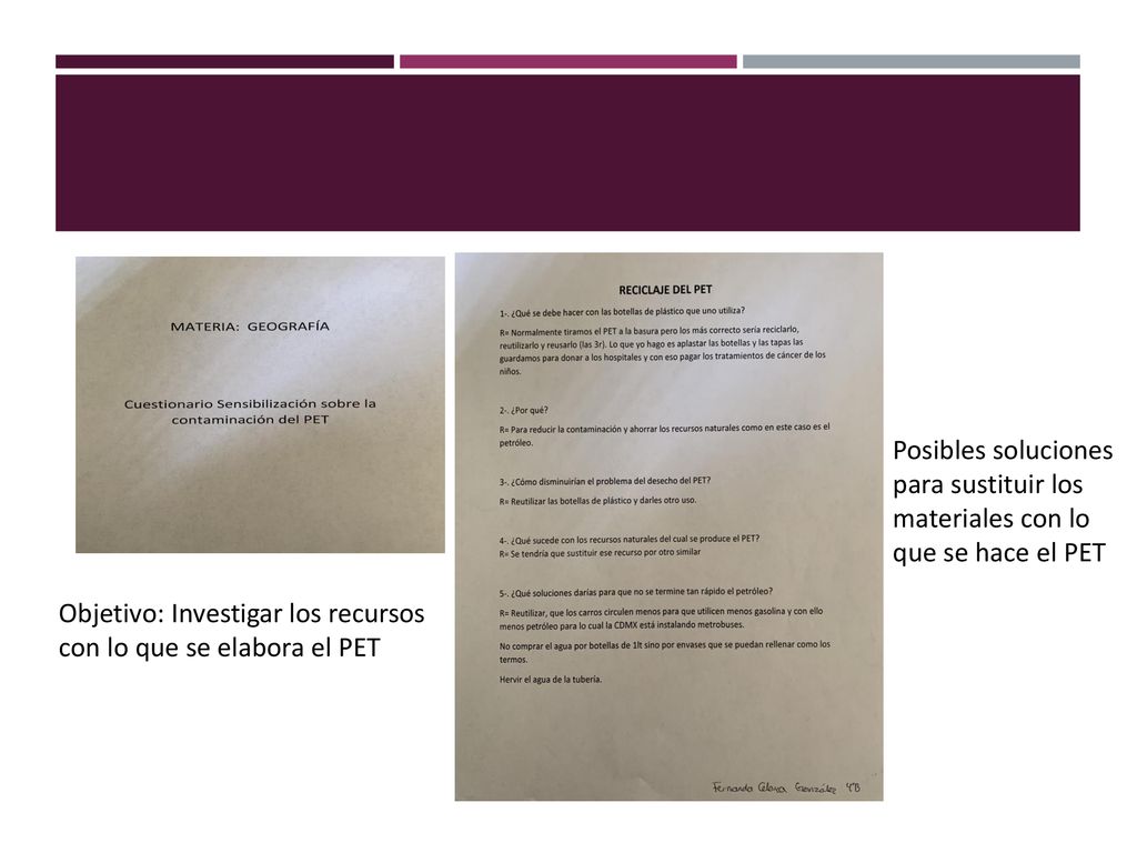 Posibles soluciones para sustituir los materiales con lo que se hace el PET