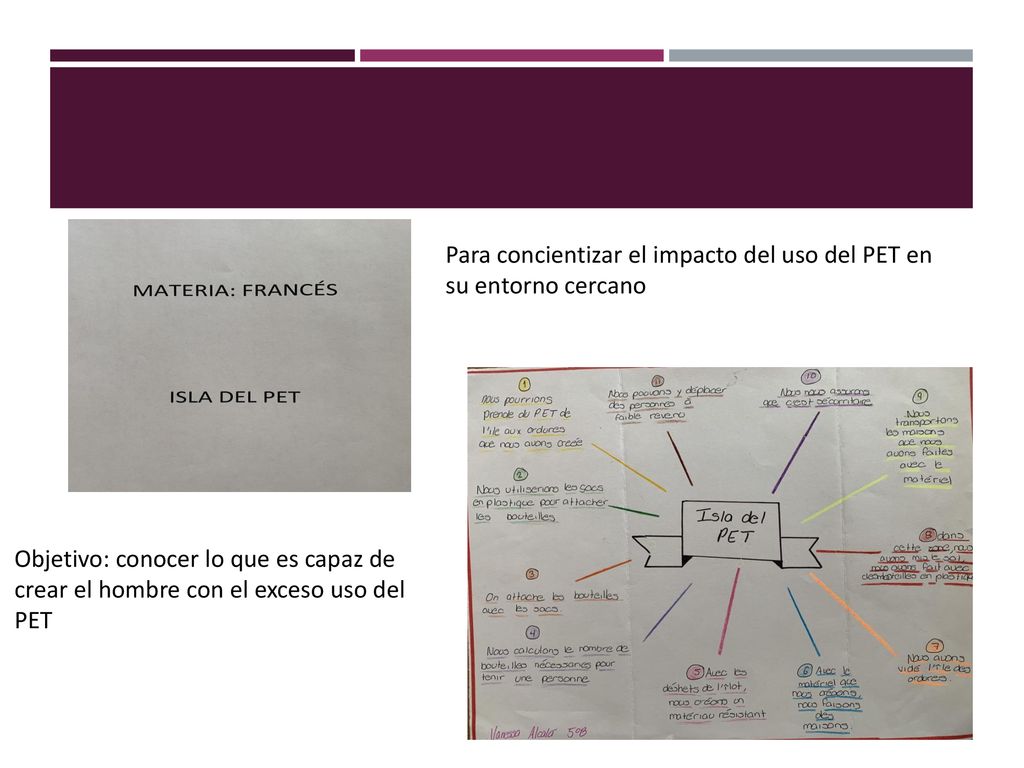 Para concientizar el impacto del uso del PET en su entorno cercano