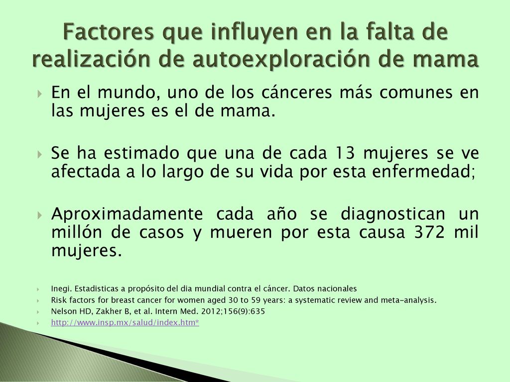 Factores que influyen en la falta de realización de autoexploración de mama