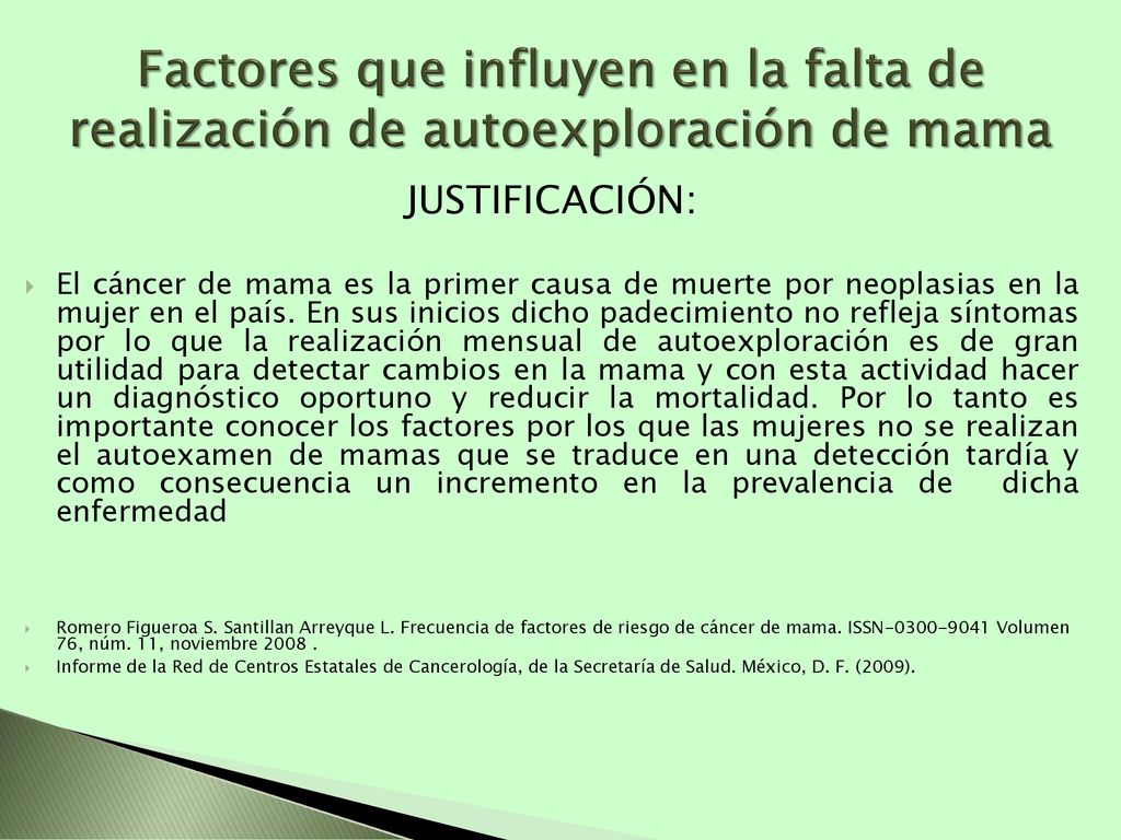 Factores que influyen en la falta de realización de autoexploración de mama