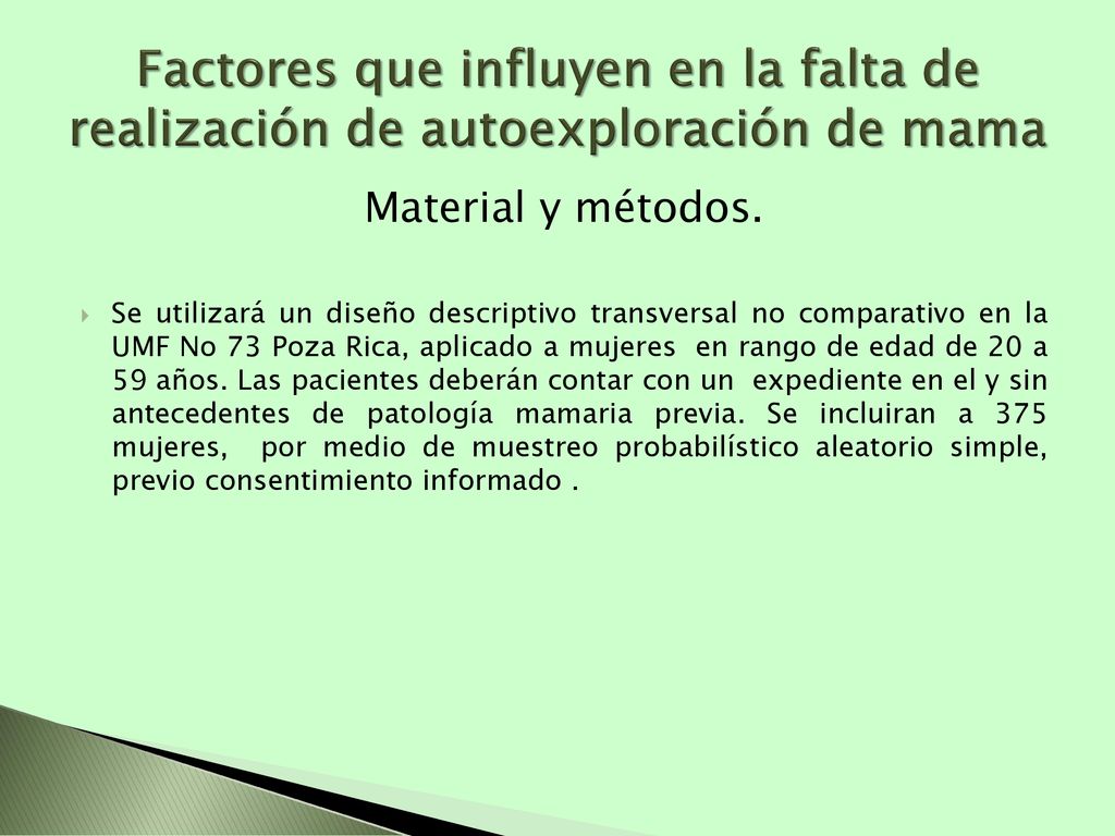 Factores que influyen en la falta de realización de autoexploración de mama