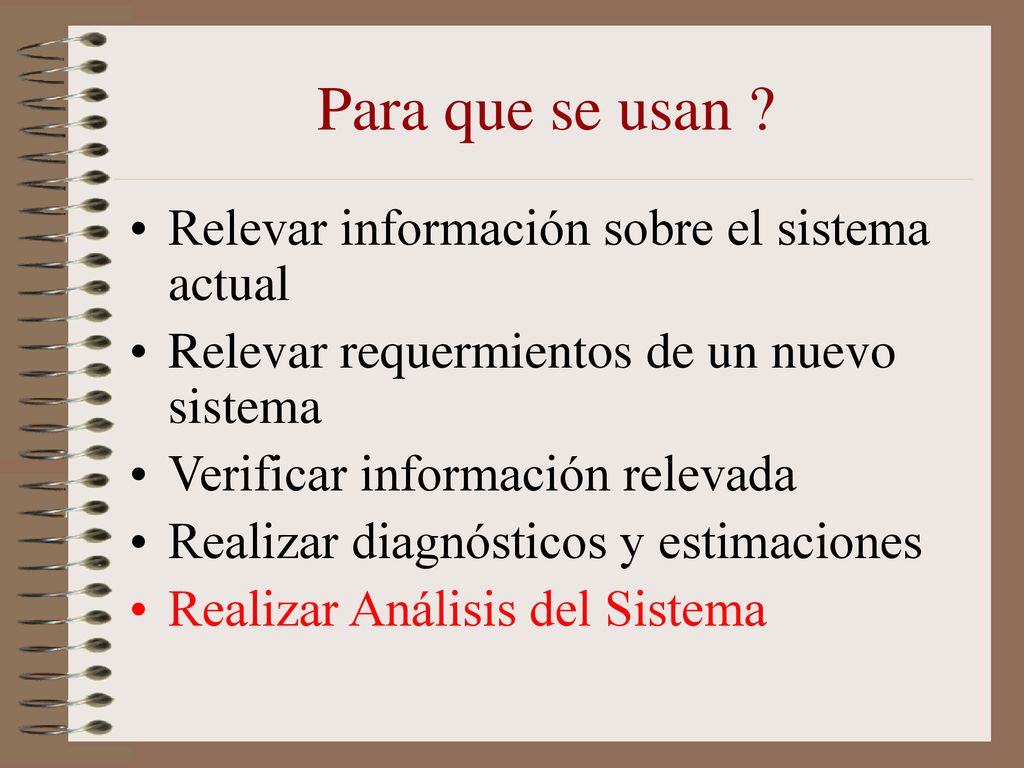 Para que se usan Relevar información sobre el sistema actual