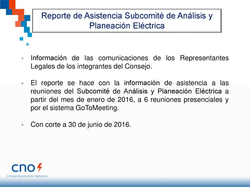 Reporte de Asistencia Subcomité de Análisis y Planeación Eléctrica