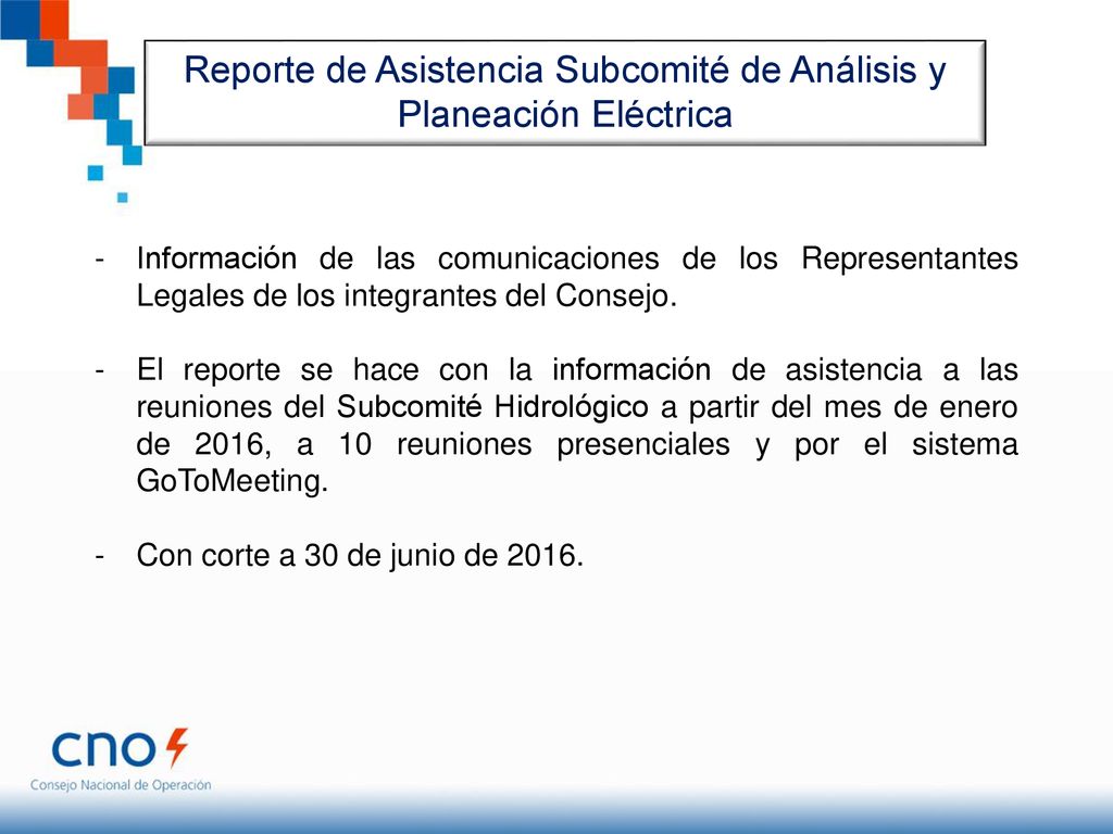 Reporte de Asistencia Subcomité de Análisis y Planeación Eléctrica