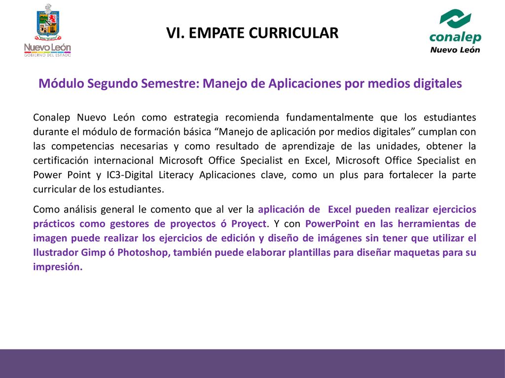 Módulo Segundo Semestre: Manejo de Aplicaciones por medios digitales