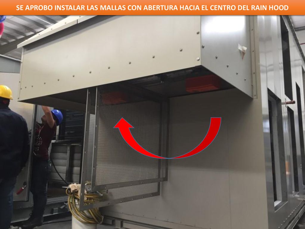 SE APROBO INSTALAR LAS MALLAS CON ABERTURA HACIA EL CENTRO DEL RAIN HOOD