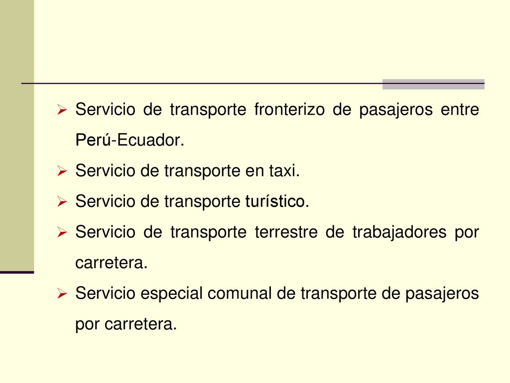 Servicio de transporte fronterizo de pasajeros entre Perú-Ecuador.