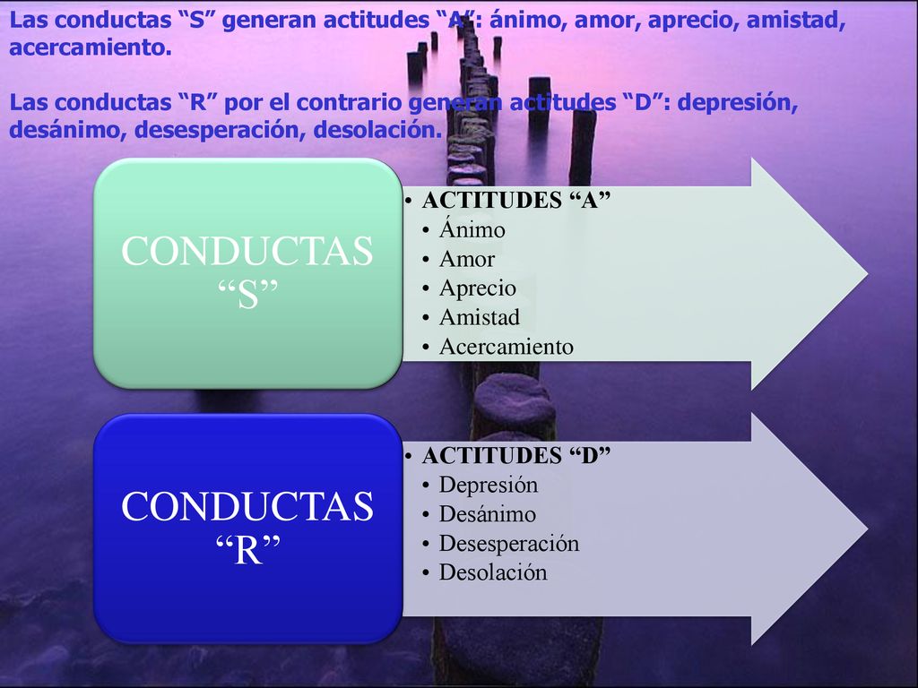 CONDUCTAS S CONDUCTAS R ACTITUDES A Ánimo Amor Aprecio Amistad