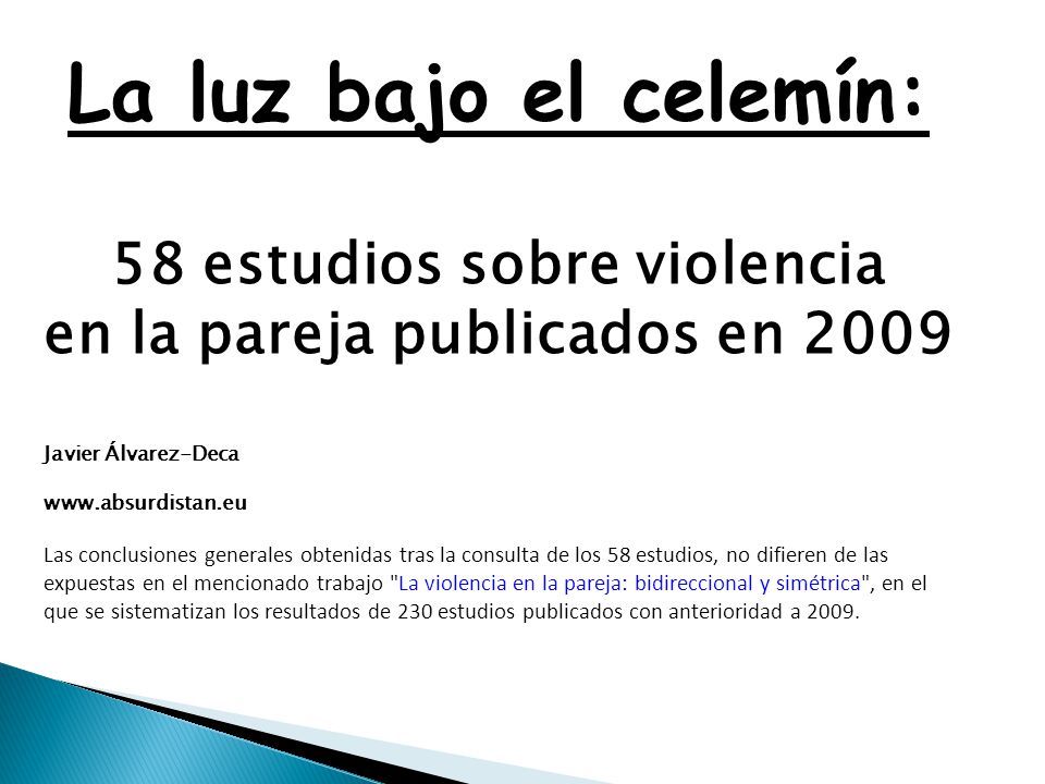 58 estudios sobre violencia en la pareja publicados en 2009