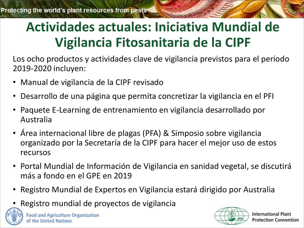 Actividades actuales: Iniciativa Mundial de Vigilancia Fitosanitaria de la CIPF