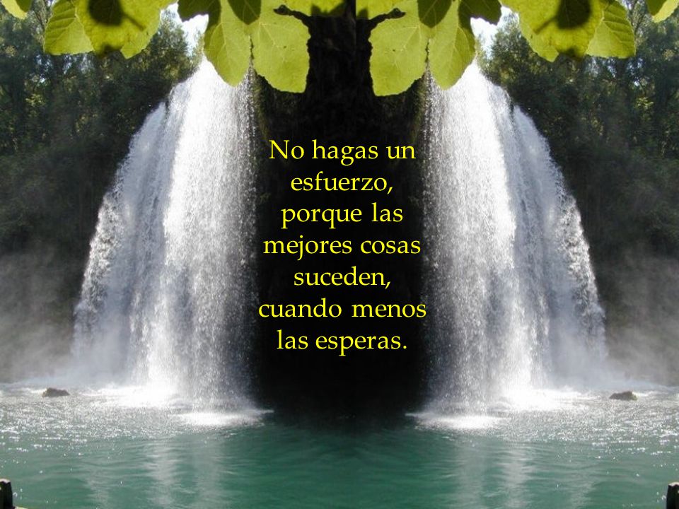 No hagas un esfuerzo, porque las mejores cosas suceden, cuando menos las esperas.